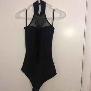 Black bodysuit with sheer detail